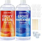 JANCHUN Crystal Clear Epoxy Resin Kit 32OZ, Bubble-Free, Anti-Yellowing by JANCHUN