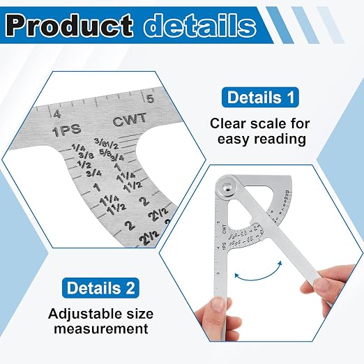 Moxweyeni 8 Pack Pipe Caliper Measuring Tool 7 Inch Stainless Steel Pocket Pipe - Image 3