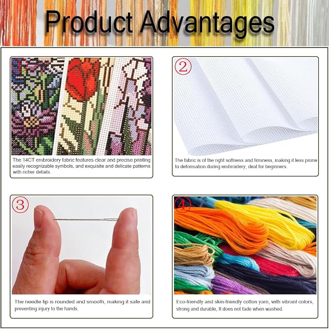 NEGEKFKX 4 Pcs Cross Stitch Bookmark Kit - Image 5