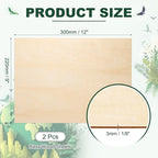 HARFINGTON 2pcs 3mm Basswood Plywood Sheets 12" x 9" x 1/8" Thin Unfinished - Image 2