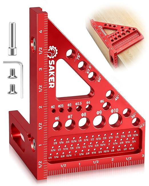 Saker 3D Multi-Angle Measuring Square Ruler, Aluminum Alloy Carpenter Square by Saker