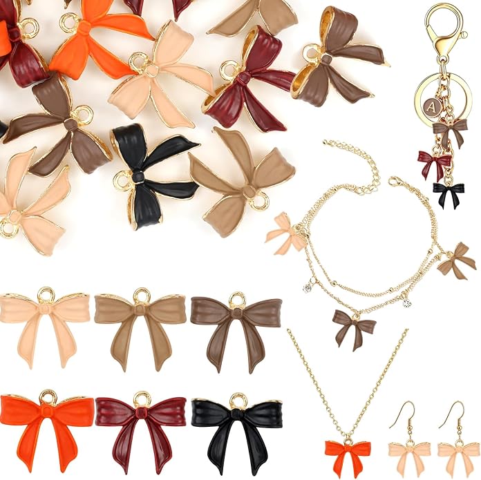 Bow Charms for Bracelet Jewelry Making Cute Bracelet Charms | 18Pcs, Bow Charms by Unknown