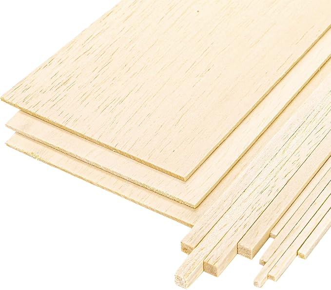 Okllen 150 Pieces Balsa Wood Sticks, Square Unfinished Balsa Wood Sheets Set - Image 3