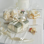 HUIHUANG Cream Satin Wired Ribbon 2-1/2", Cream Wire Edge Ribbon - Image 3