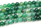 MJDCB Natural Stone Beads Green Striped Agate Round Loose Beads - Image 4