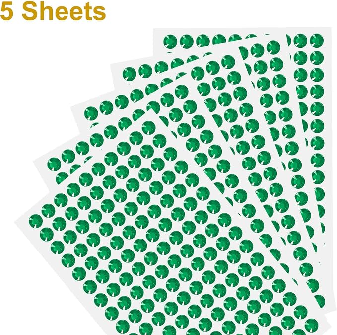 HARFINGTON 5 Sheet/800pcs Rhinestone Adhesive Stickers Self Adhesive Acrylic - Image 3