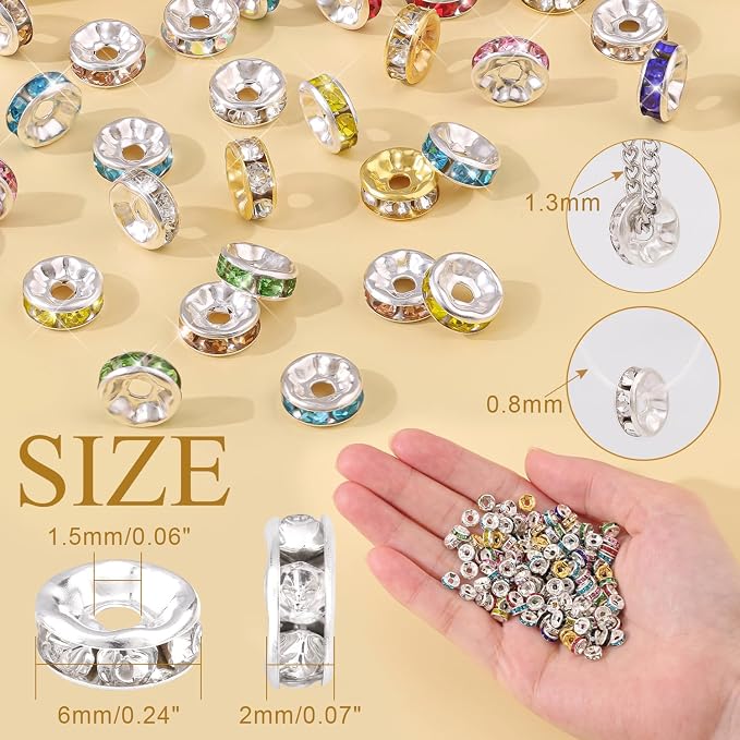 800 pcs 6mm Spacer Beads for Jewelry Making | Rondelle Bead Spacers Box Sparkle - Image 3