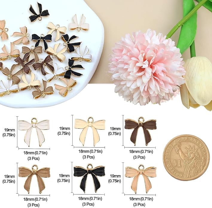 Bow Charms for Bracelet Jewelry Making Cute Bracelet Charms | 18Pcs, Bow Charms - Image 7