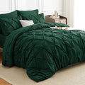 HIMEET Pintuck Bed in a Bag, 7 Pieces King Size Comforter Set Emerald Green by Unknown
