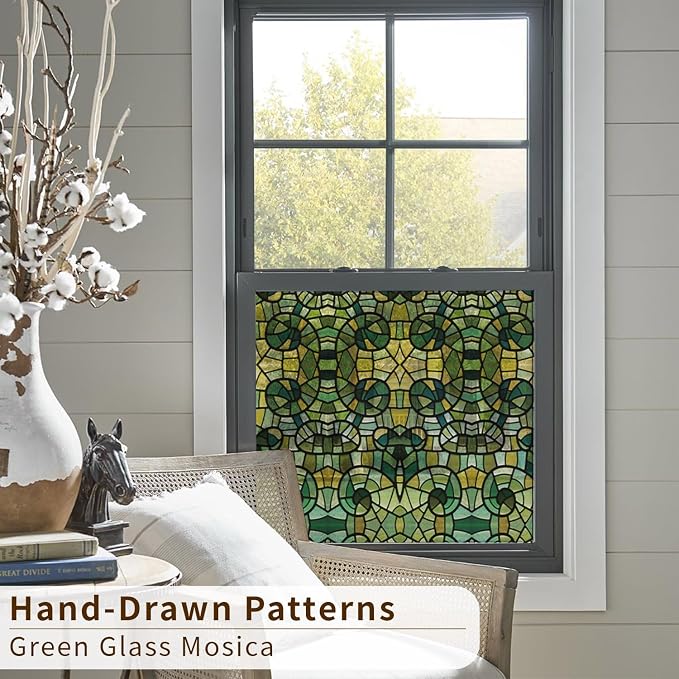 funlife Original Hand-Drawn Faux Stained Glass Window Film, Double-Sided Static - Image 6