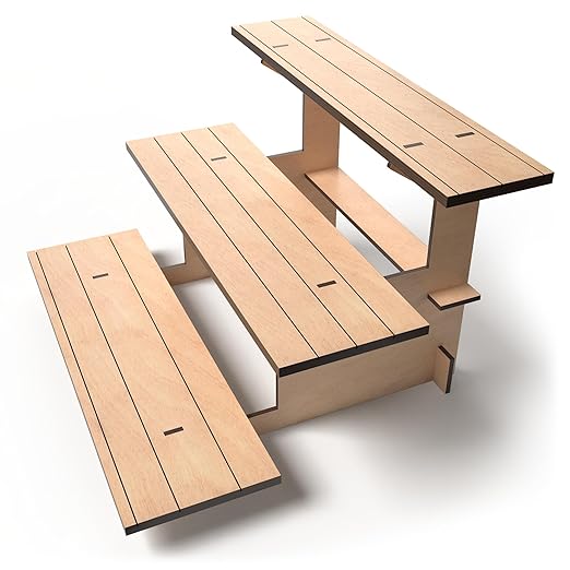 Straight Natural Wooden Tiered Display Stand, Portable Products Display Shelf by DSTheDisplayStore