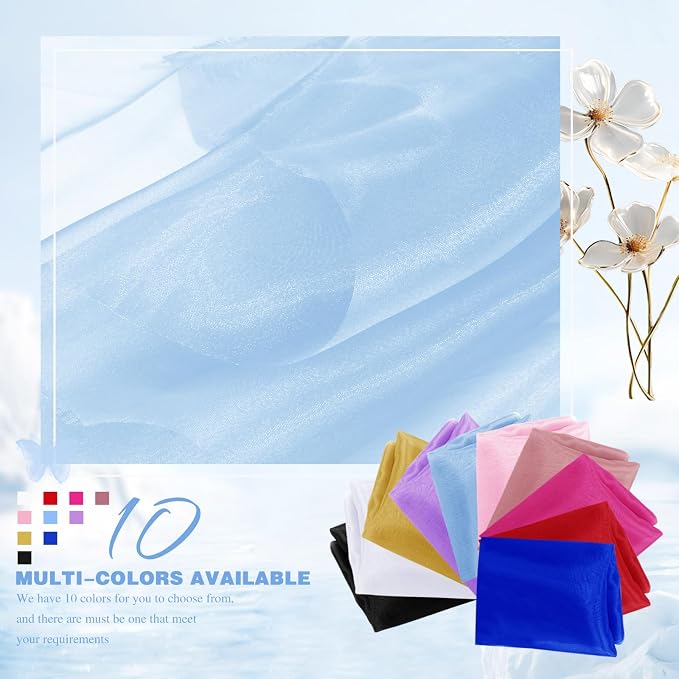 VACVELT Light Blue Sheer Organza Fabric by The Yard 60" Wide | Semi-Transparent - Image 3