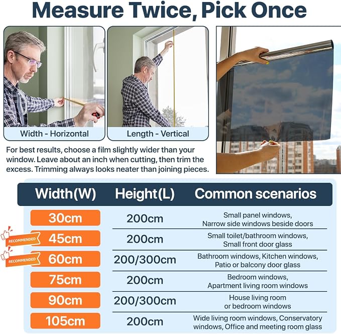 One Way Window Privacy Film Reflective Mirror Home Window Tint, Daytime Privacy - Image 7
