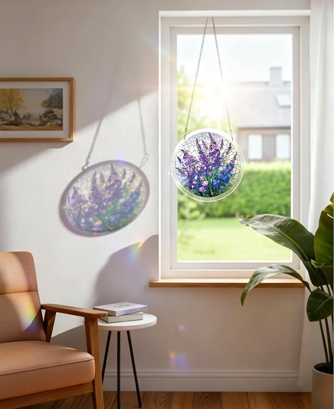 Acrylic Puzzle Suncatcher, Lavender Shimmer Purple Sun Catcher - Image 3
