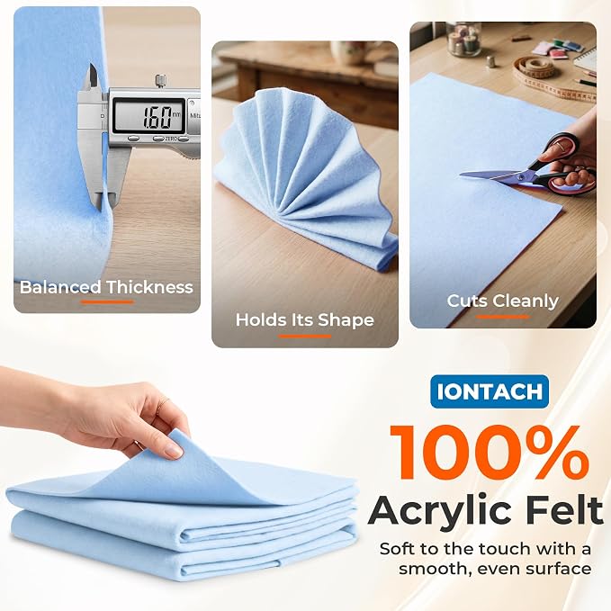 IONTACH 18" X 18" Soft Felt Sheets 1.6mm Thick | Acrylic Felt Fabric Sheets - Image 3