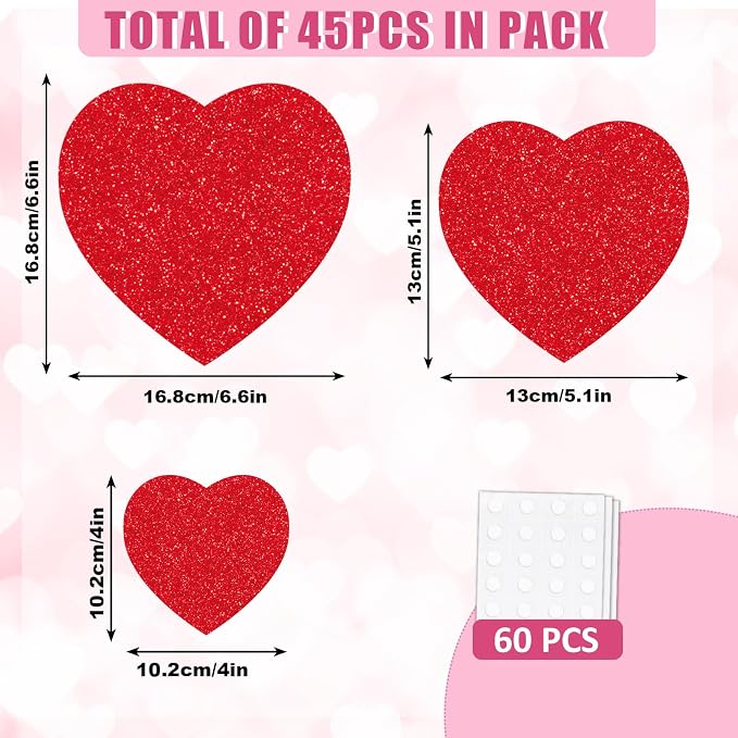 JarThenaAMCS 45Pcs Valentine's Day Glitter Heart Paper Cut-Outs - Image 2
