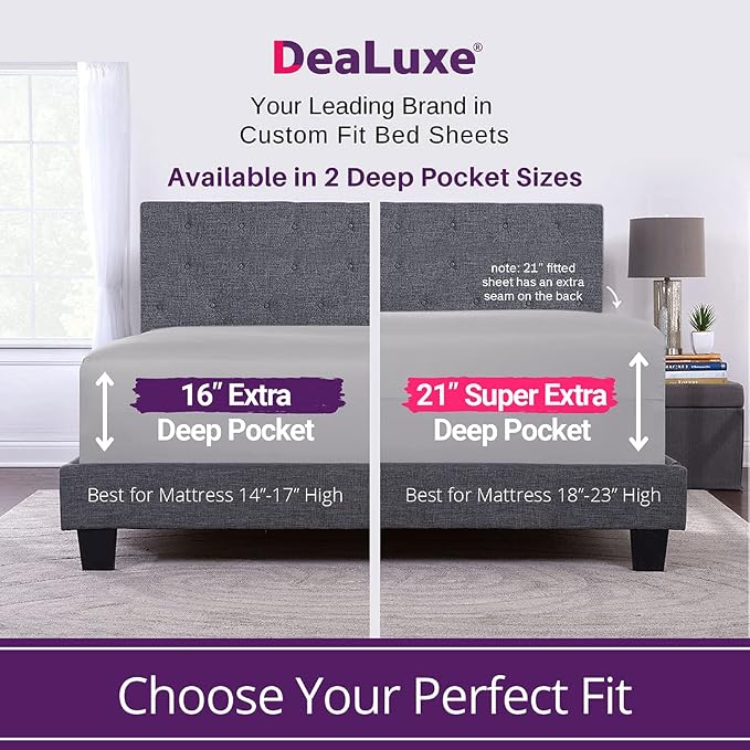 XL Twin Sheets Deep Pockets Fitted – Twin XL Fitted Sheets Only – 21” Fitted - Image 2