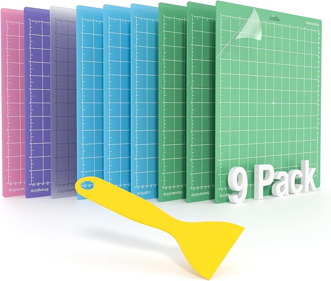 Cutting Mat for Cricut, 12x12 inch 9 Pack Variety Cutting Mats Replacement by PTYHOW