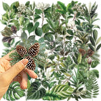 50pcs Transparent Green Leaf Sticker - Image 5