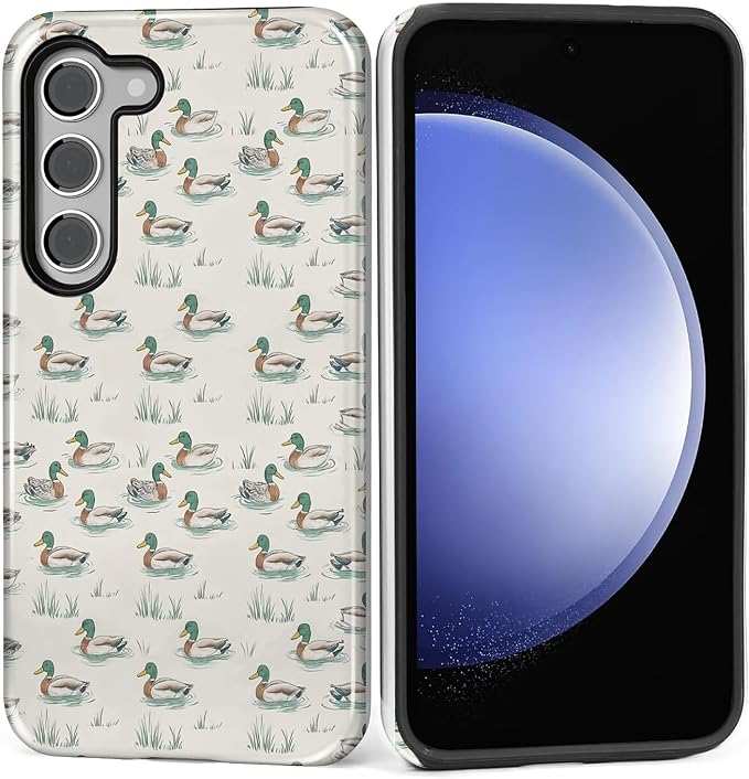 for Samsung Galaxy S23 Plus Case, Cute Duck Pattern Glossy 2 in 1 Shockproof by Teonvpu