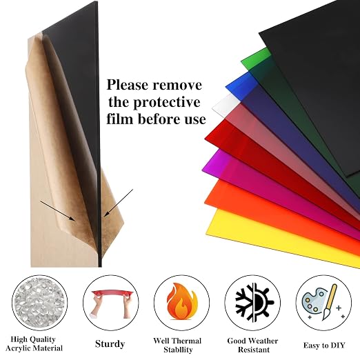 8 Pack Colored Acrylic Sheets 8 x 12 Inch, 1/8 Inch Thick, 8 Colors | - Image 3