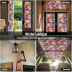 Colorful Pink Red Stained Glass Flowers Blue Purple Wildflowers Window Films - Image 5