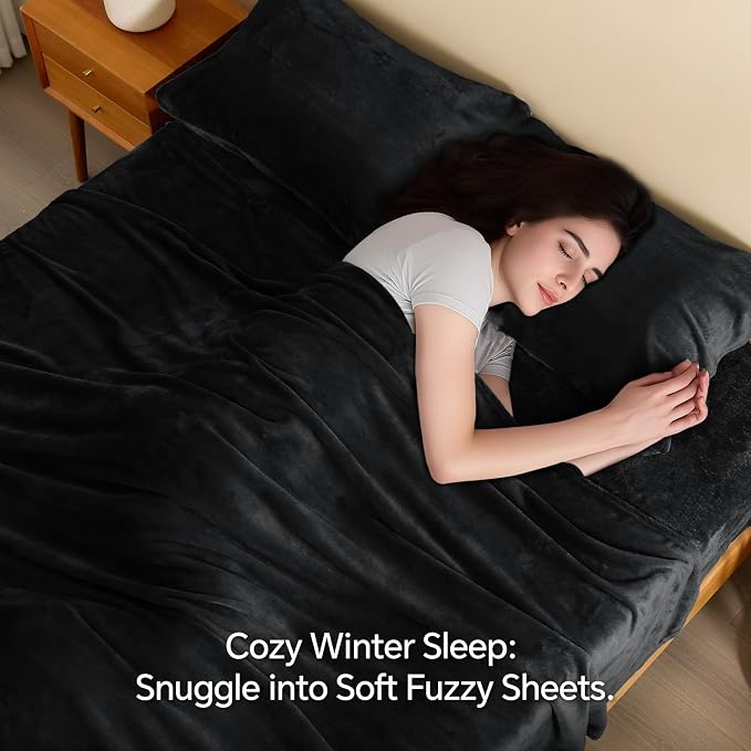 BEDELITE Flannel Sheets Queen Size Black - Image 3