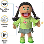 14" Jasmine, Hispanic Girl, Hand Puppet - Image 3