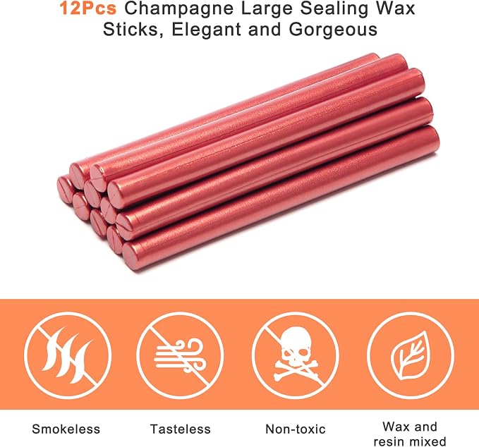 Sealing Wax Sticks 12P with Glue Gun, Luxiv 5.4" Sealing Waxs Stick 10MM Fire - Image 3