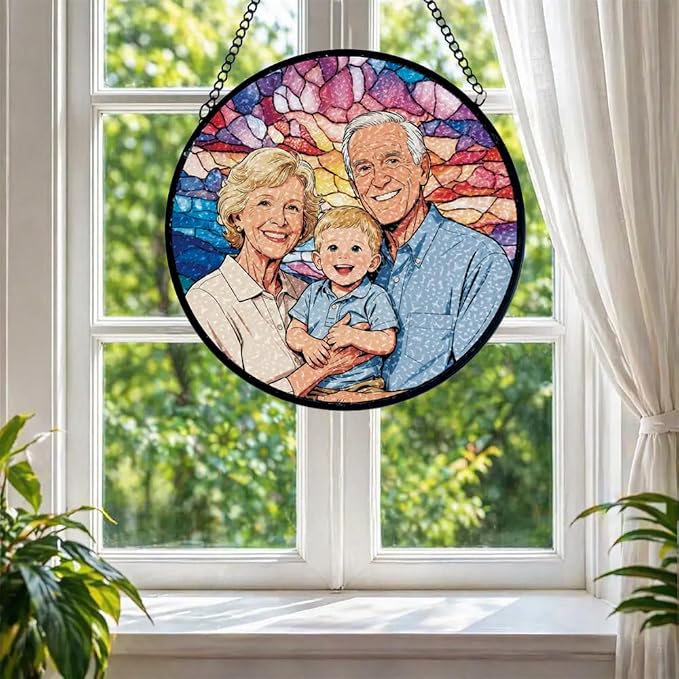 Personalized Family Stained Glass Sun Catcher, Customized Stained Glass Window - Image 3