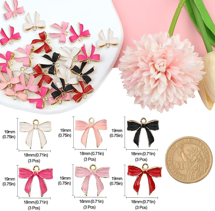 Bow Charms for Bracelet Jewelry Making Cute Bracelet Charms | 18Pcs, Bow Charms - Image 7
