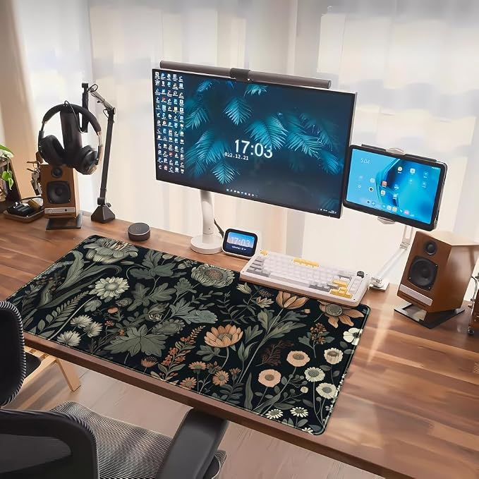 Aesthetic Vintage Dark Flower Plants Wildflowers Large Gaming Mousepad XXL - Image 7