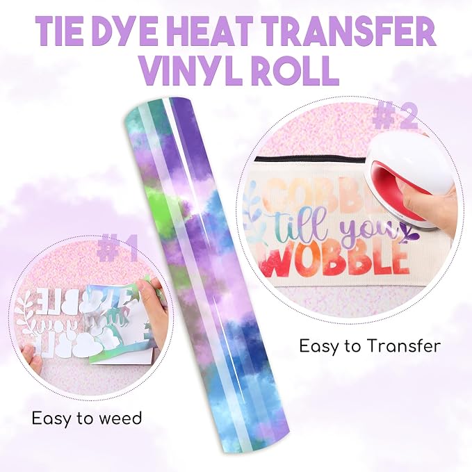 HTVSTD Purple Tie Dye HTV Heat Transfer Vinyl 12×8ft Iron on Vinyl | Vivid Color - Image 3