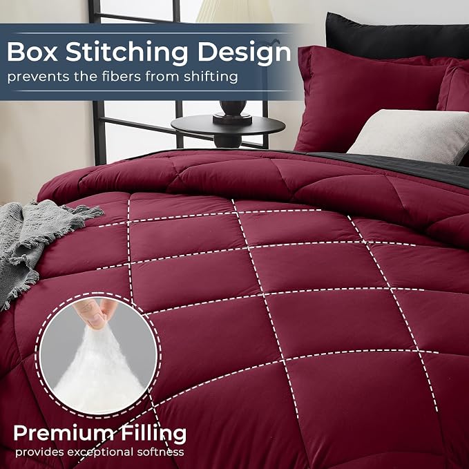 HEVUMYI Red & Black Twin Comforter Set - Image 4