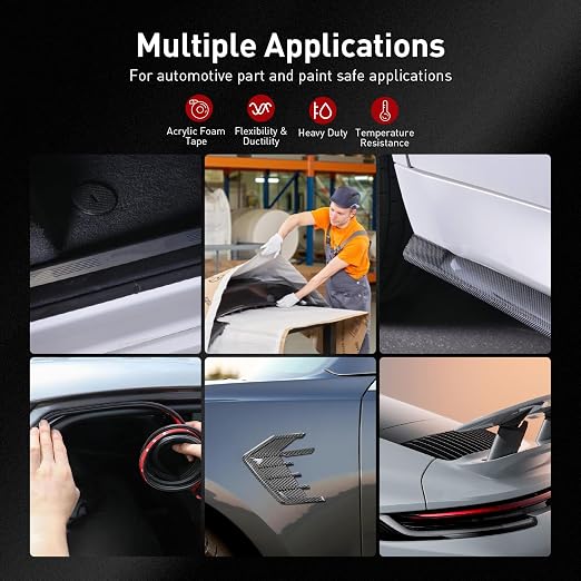 3M Automotive Acrylic Plus Tape, 0.39" x 18Ft, Dark Gray, 2 Pack | Double Sided - Image 7