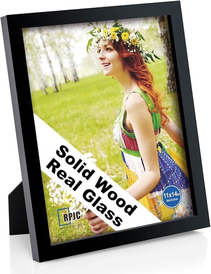 RPJC 11x14 inch Picture Frame Made of Solid Wood and High Definition Glass by RPJC