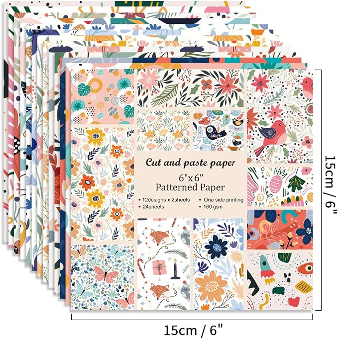 6x6” 160gsm cardstock Single Sided Scrapbooking 24 Papers Pad vintage decoupage - Image 3