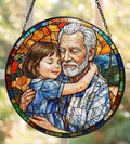 Personalized Grandpa Stained Glass Sun Catcher, Custom Granddaughter Photo by FamiTrendz