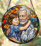 Personalized Grandpa Stained Glass Sun Catcher, Custom Granddaughter Photo by FamiTrendz