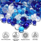 QYGL 0.55LB Blue Mixed Clear Glass Pebbles, Tumbled Sea Glass Stones - Image 2