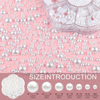 NACHLYNN 6480 Pcs Flat Back Pearls 7 Sizes Half Pearl Bead White Flat Pearls - Image 2