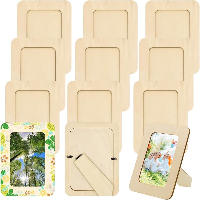 RYKOMO 12 Pieces DIY Wooden Picture Frames, Unfinished Solid Wood Photo Picture by RYKOMO