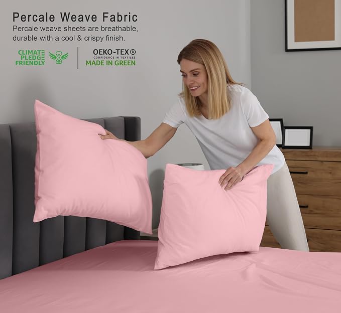 RUVANTI 100% Cotton Sheets – Twin Size Percale Bedding, Cooling & Breathable - Image 3