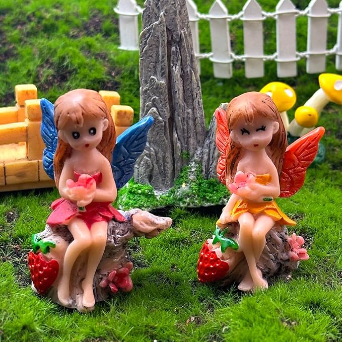 Suartus 4Pcs Miniature Fairy Garden Figurines, Resin Small Fairies Ornaments - Image 5