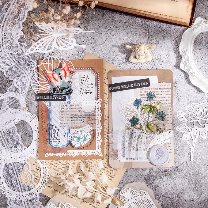 Diuhofart 60Pcs Large Scrapbook Embellishments Frame Lace Paper Cutout - Image 2