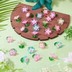 FASHEWELRY 30Pcs Transparent Acrylic Glass Flower Charms 20mm Colorful Floral - Image 2
