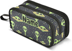 Custom Green Aliens Space Pencil Case Box Boys Girls Personalized Name Large by BOENLE-WELCOMEYOURCOMING