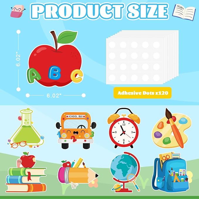 54Pcs Back to School Cutouts, Classroom Theme Bulletin Board Decoration - Image 2