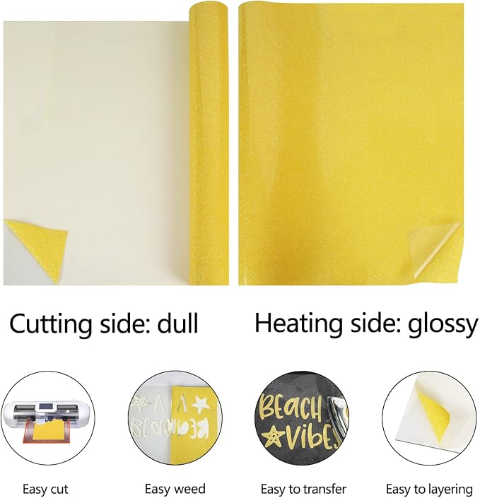 guangyintong Heat Transfer Vinyl Glow Glitter HTV Rolls, Glitter HTV Vinyl - Image 5