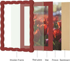 6x8 Picture Frame with Mat for 5x7, Wavy Edge Wooden Real Glass Photo Frame for - Image 5
